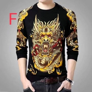 ##พร้อมส่ง#เสื้อผ้าแฟชั่นผู้ชาย เสื้อแขนยาวคอกลม(TSH-035)