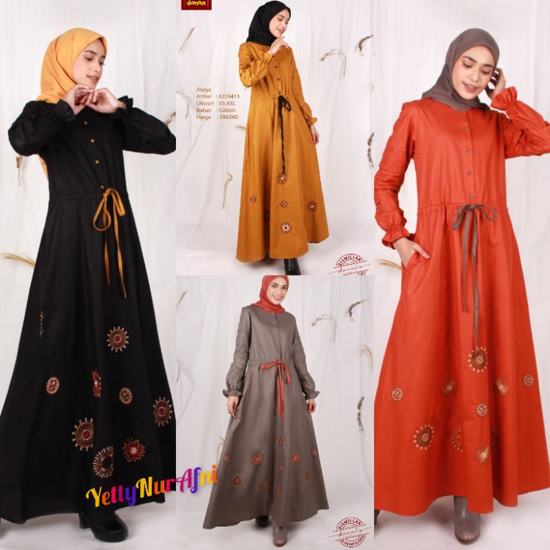 DANIS A Gamis ล่าสุด220413 Black - Cement Ash - Terracotta - Mustard Free Mask