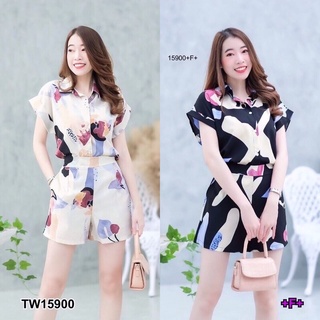 🌺🍃 เสื้อลายใบไม้ เสื้อคอปก เสื้อเชิ้ต เชิ้ตคอปก เสื้อลายกราฟฟิค + กางเกงขาสั้น กางเกงลายกราฟฟิค 🍃🌸