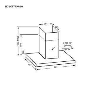 EVE เตาแก๊ส 2 หัวเตาแบบฝัง พร้อมเครื่องดูดควันติดผนัง HC-LOFTBOX-90+HB78-2BCC/BG
