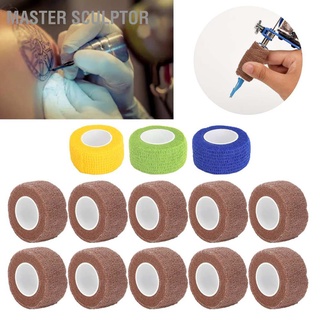 Master Sculptor 10pcs Cohesive Tattoo Grip Cover Wrap Portable Handle Elastic Bandage Tape Accessories