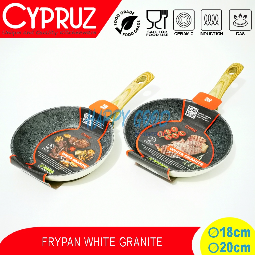 CYPRUZ 18-20CM FRYPAN/PAN/PAN FRYING PAN WHITE GRANITE NON-STICK