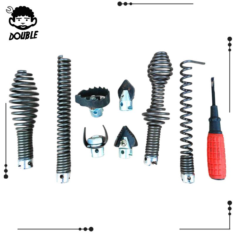 9 Pieces Drain Cutter Heads Set Steel Auger Adapters for Sewer Machine