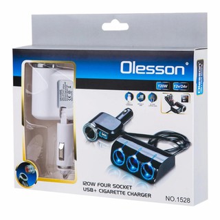 Olesson รุ่น 1528 ตัวเพิ่มช่องที่จุดบุหรี่4ช่อง+ 1 USB 120W (ขาว)