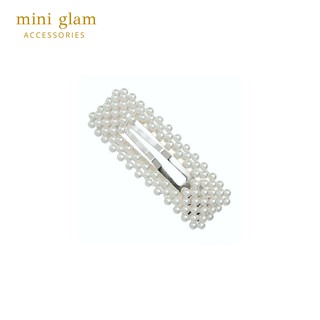 Miniglam Pixie Pearl Hair Clip B (Silver) กิ๊บติดผมมุกสี่เหลี่ยมสีเงิน