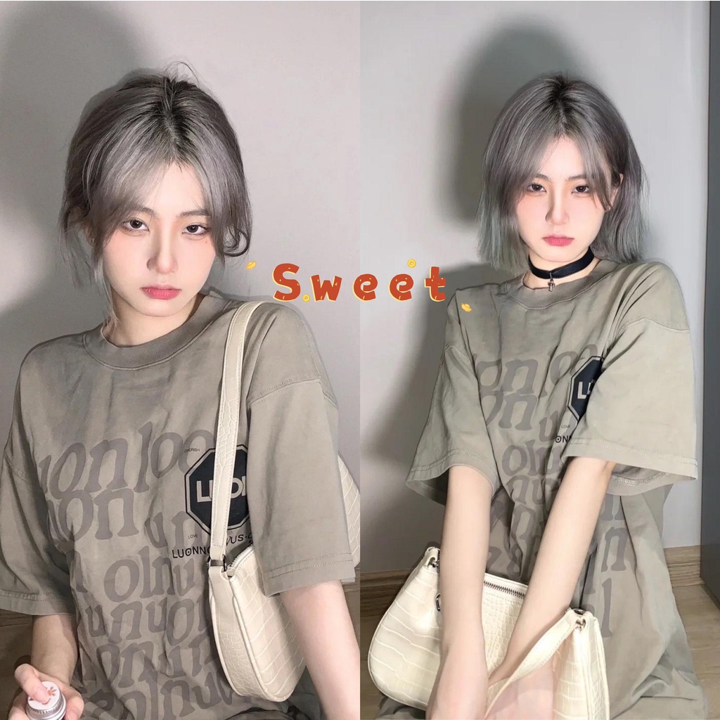 Sweet เสื้อ Noul สีอมน้ำตาลส ไตล์สายชิวล์ สกีนลายภาษาอังกฤษ งานสวย แขนสั้นแฟชั่น ผ้าเด้ง 5002