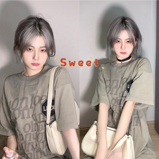 Sweet เสื้อ Noul สีอมน้ำตาลส ไตล์สายชิวล์ สกีนลายภาษาอังกฤษ งานสวย  แขนสั้นแฟชั่น ผ้าเด้ง 5002