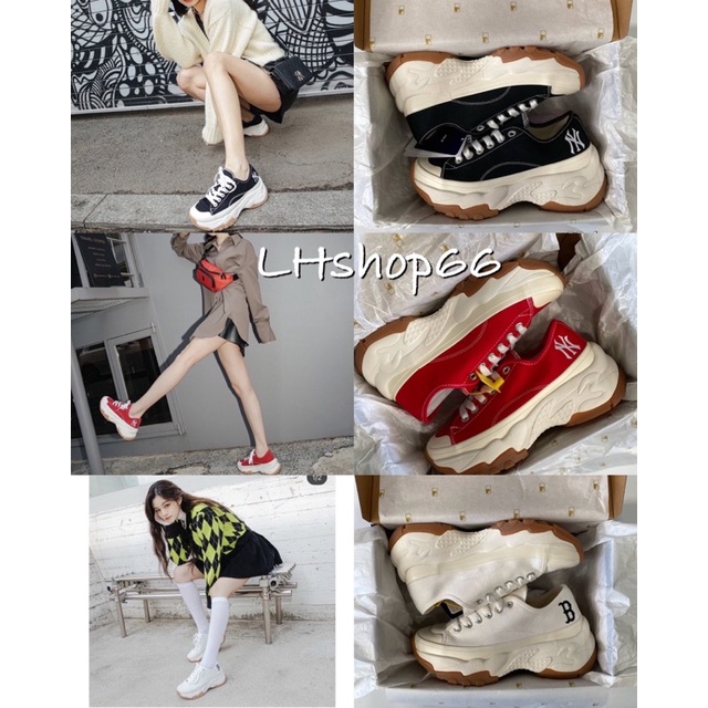 พร้อมส่งจากไทย MLB BIG BALL chunky high low 5สี พื้นยาง ใส่แล้วสูงขึ้น 6cm รองเท้าใบ รองเท้าป้าใบของผู้หญิง