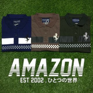 เสื้อโปโล AMAZON ลาย Racing  ปักม้า คาดอก