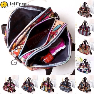Lollipo1 กระเป๋าถือ กระเป๋าสะพายไหล่ ผ้าไนล่อน มีซิป พิมพ์ลาย มีหลายช่อง