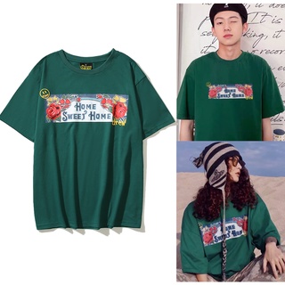 เสื้อยืดคอกลม พิมพ์ลายดอกกุหลาบหน้ายิ้ม Drew SKATE House ทรงหลวม สําหรับทุกเพศS-5XL