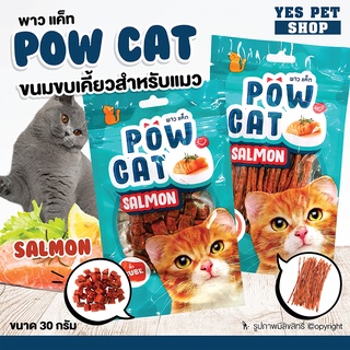 ขนมแมว พาว แค็ท POW CAT ผลิตจากปลาแซลมอน 100% ขนมปลาเส้น ขนมขบเคี้ยว สำหรับแมว (แบบตัวเลือก) ขนาด 30 g.