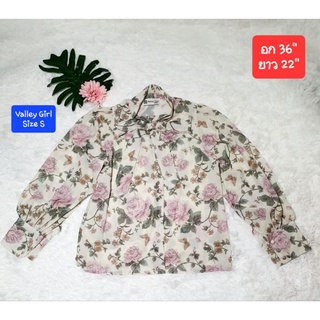 เสื้อเชิ้ต ซีทรู👸แขนยาว Valley Girl Size S เรียบหรู งานดี มือสอง