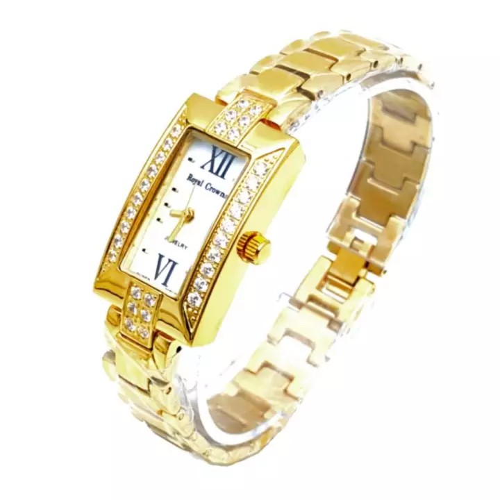 Royal Crown นาฬิกาข้อมือผู้หญิง สายสแตนเลสชุบทองอย่างดี สีทอง รุ่น 3591-SSL (Gold)