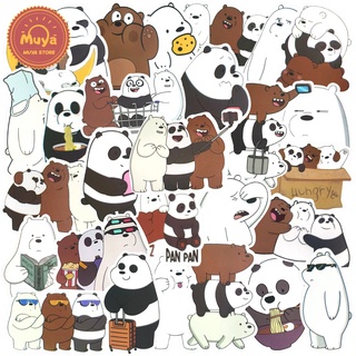 Muya สติกเกอร์ ลาย We Bare Bear กันน้ํา สําหรับติดตกแต่งกระเป๋าเดินทาง แล็ปท็อป 50 ชิ้น