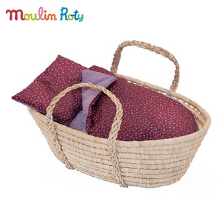 Moulin Roty เปลนอนตุ๊กตา ตระกร้าสานสำหรับตุ๊กตา ที่นอนตุ๊กตา เตียงนอนตุ๊กตา  MR-710510