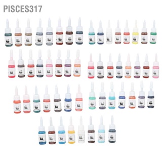 Pisces317 54pcs Tattoo Ink Kit Supply Pigment Set Easily Bright Vivid Color Conical Bottle for Skin Body Art