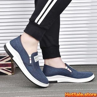 ส่งเร็ว🚚3สี รองเท้าผู้ชาย แฟชั่น 39-44 ดำ/เทา สลิปออน นำเข้า ราคาถุก ผ้า ไม่มีเชือก B-030