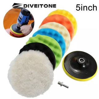 DIVEITONE 8Pcs 5นิ้วที่จับขนสัตว์จานรองแบบเกลียวแผ่นขัดชุดแว็กซ์เครื่องขัดเงารถเครื่องมือ