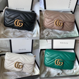 (ผ่อน0%)🚩แท้💯 New Gucci GG Marmont Leather Super mini Bag(ไม่แท้คืนเงิน)