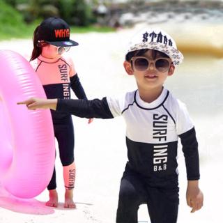 2-12 Yrs Kids Boys Split Long Pants Swimsuit Suit 2pcs/set Girls Quick-drying Swimming Wear M-4XL