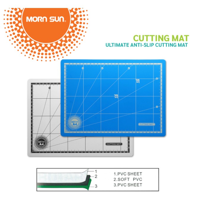 แผ่นยางรองตัด ขนาด A3 และ A4 มีให้เลือกสองสี ชมพู และ ฟ้า ยี่ห้อ Morn Sun