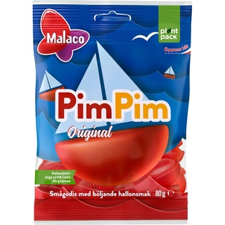 Malaco PimPim 80g / Sweet Raspberry Candy Cloetta Pim Pim