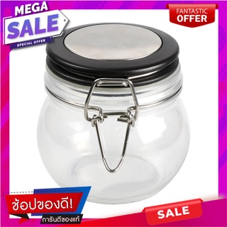 ขวดโหลแก้วกลมฝาสปริง S ขอบสีดำ ขวดโหล ROUND GLASS CANISTER WITH SPRING LID S BLACK