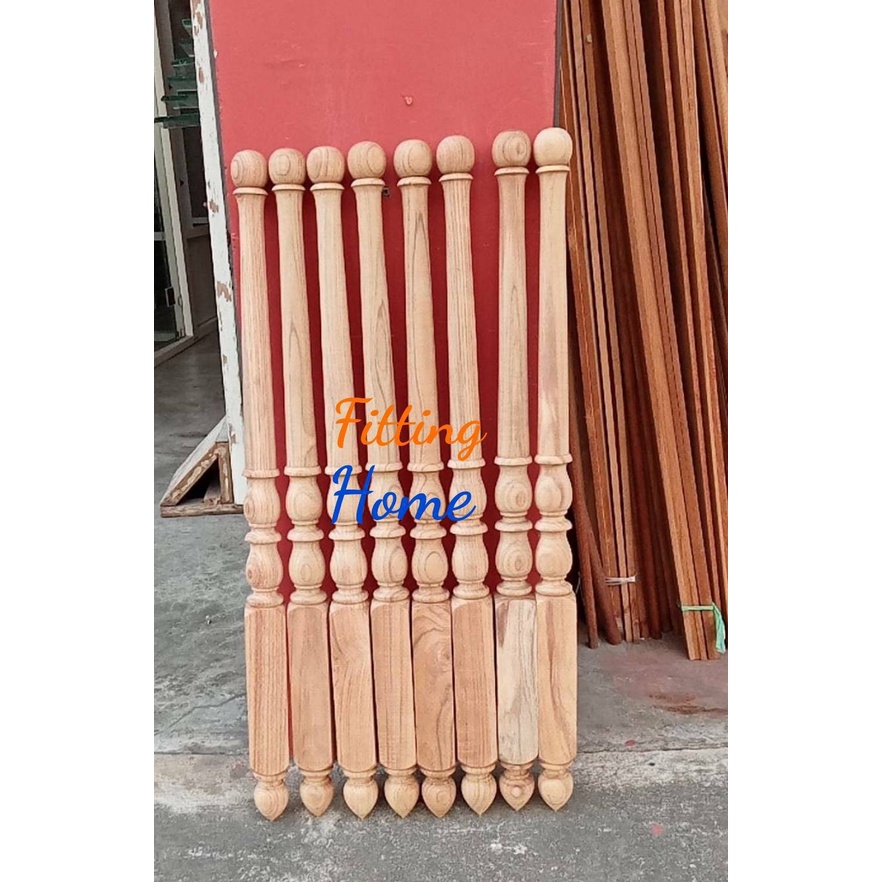 สาระไนไม้สัก ขนาด 2×2นิ้ว×ยาว 90 cm ทำจากไม้สักแท้100% ลวดลายสวยงาม เสากระโดงไม้สัก เสาสาระไน ปั้นลมไม้สัก ลูกกรงบันได