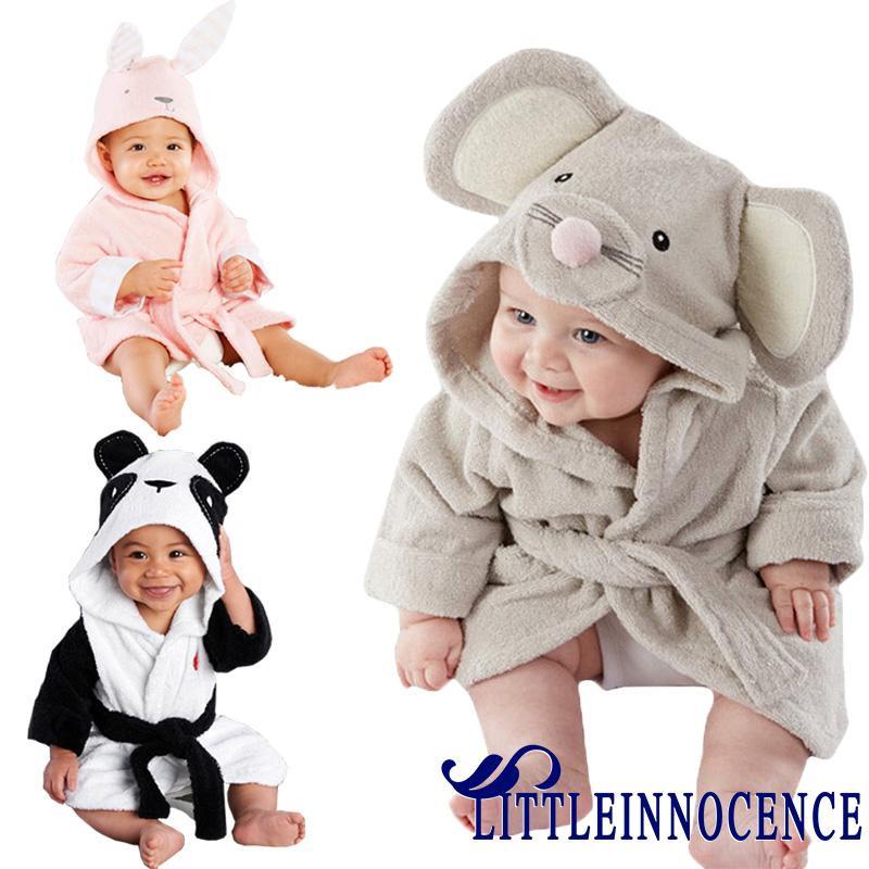 Innocence-เสื้อคลุมอาบน้ํา ผ้าขนหนู มีฮู้ด ลายสัตว์น่ารัก สําหรับเด็กทารกผู้ชาย ผู้หญิง