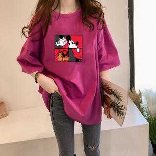 💥(พร้อมส่ง‼️)💥2020🔥เสื้อยืดลายการ์ตูนเกาหลี oversize เสื้อยืดแขนยาวหลวม ผู้หญิง ลายการ์ตูน เสื้อยืดวัยรุ่น