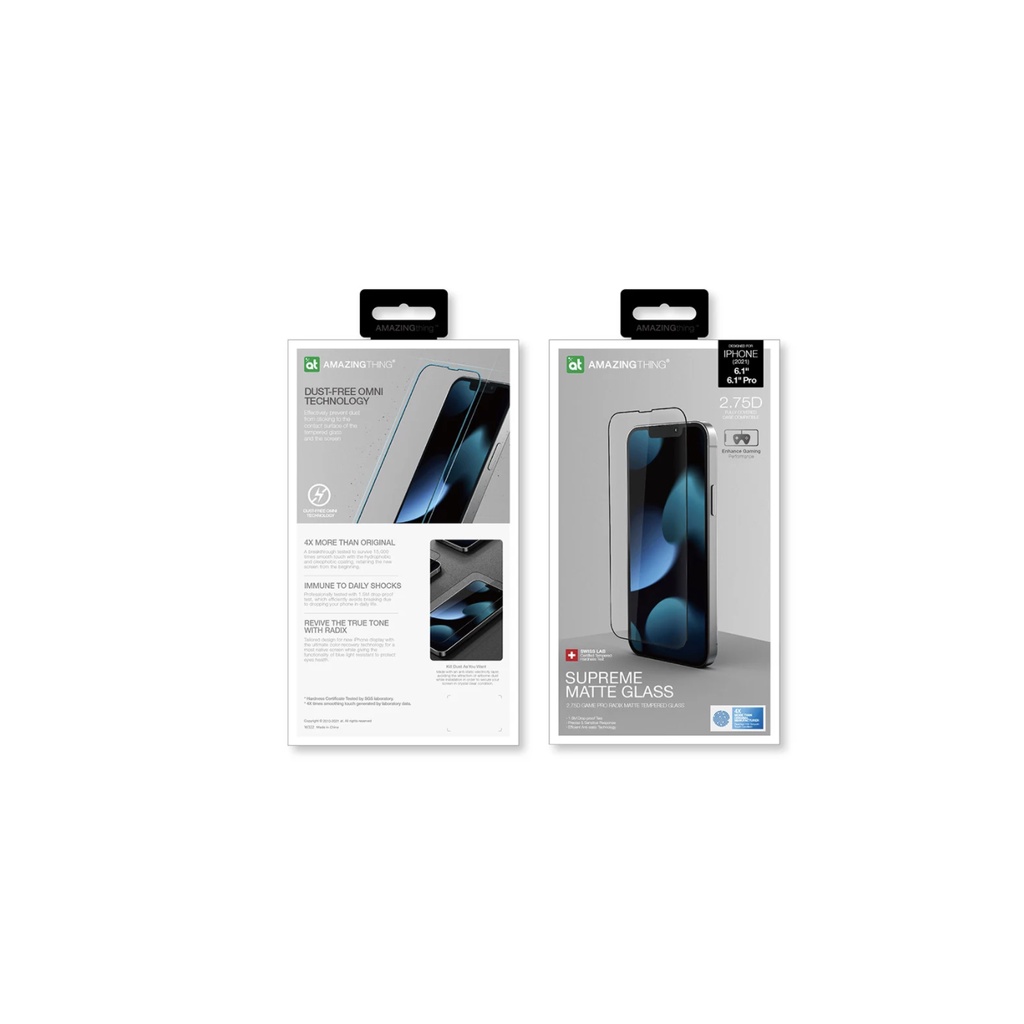 ฟิล์มกันรอย : Amazingthing Screen Protector for iPhone 13/13 Pro (6.1 inch) 2.75D Fully Covered Radix Matte Tempered Glass iStudio by UFicon