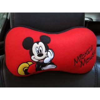 ลิขสิทธิ์แท้ มิกกี้เม้าส์ หมอนรองคอ ทรงกระดูก ในรถยนต์ 1 ชิ้น Mickey Mouse 1pc Car Neck Rest Cushion Head Pillow