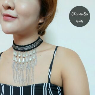 Choker จี้มุกระย้า พร้อมส่ง มี2สี