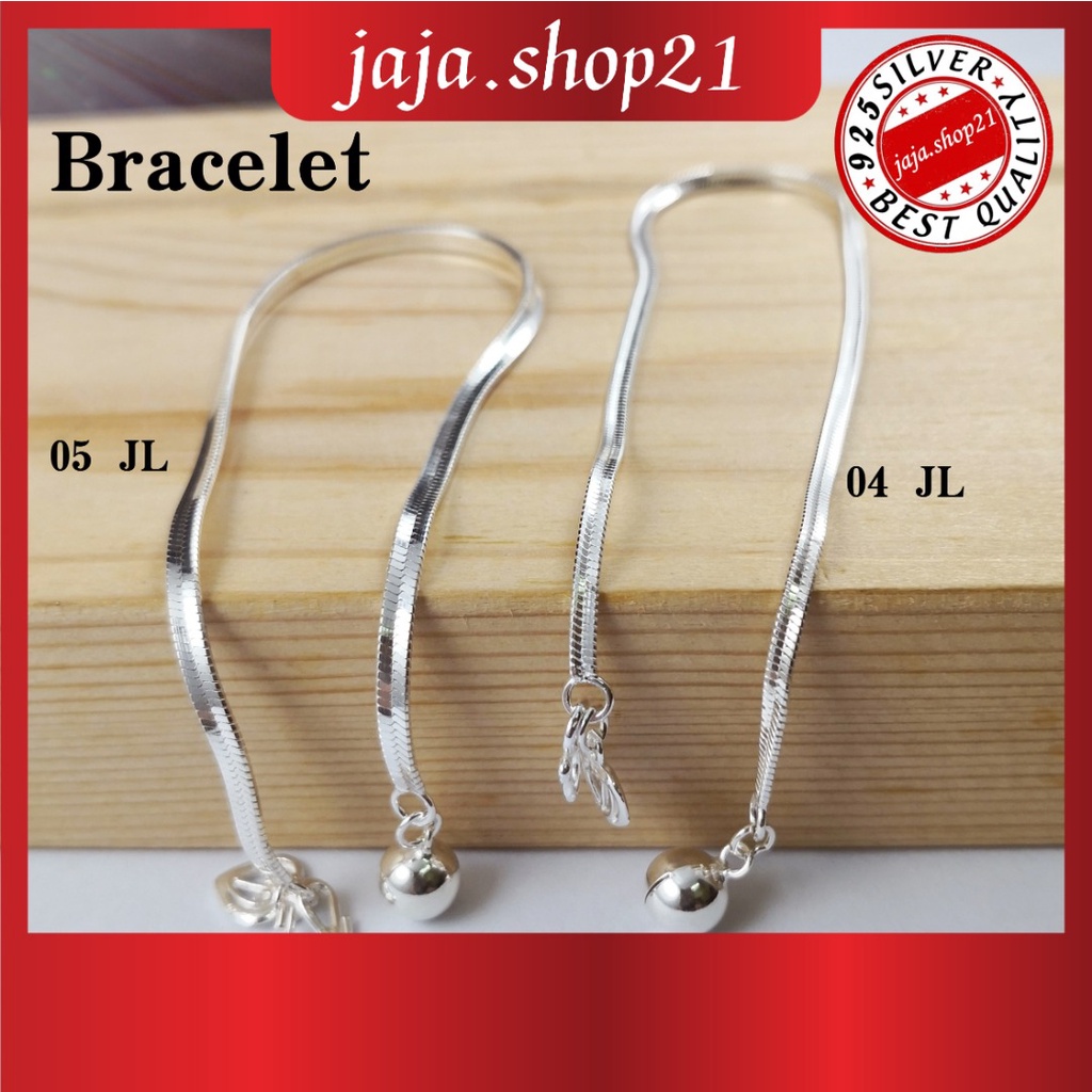 สร้อยข้อมือเงิน 925 และกําไลข้อเท้า JL 925 สร้อยข้อมือและโซ่ถอนเสือ Gelang Tangan & Gelang Kaki Pera