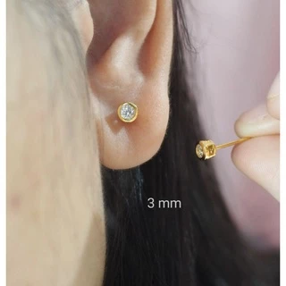 B bต่างหูเพชรกลมขอบทองชุบ24k(มี2ขนาดให้เลือก)