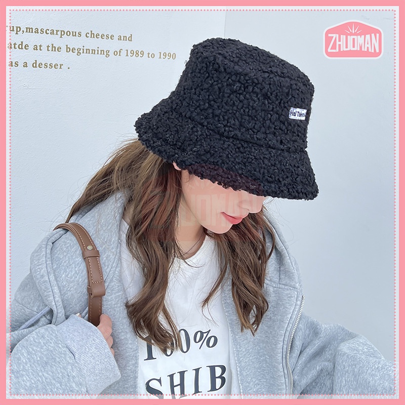 *พร้อมส่ง*หมวกบักเก็ต หมวกผ้าขนแกะ พิมพ์ลายตัวอักษร ดีไซต์หรู เก๋ๆมาก - รูปที่ 4