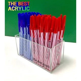 Thebest acrylic กล่องใส่หลอดกาแฟร้อน 2 ช่อง ขนาดเล็ก สีใส ขนาด16x6.5x8cm.