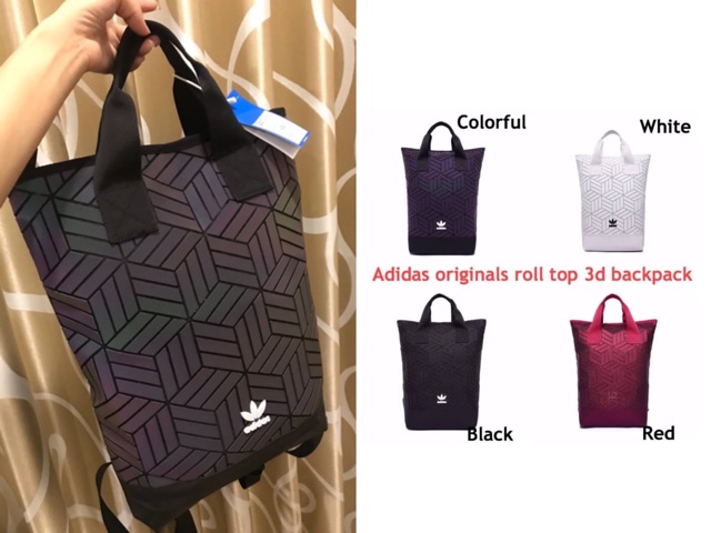 adidas originals geometric 3d roll top backpack