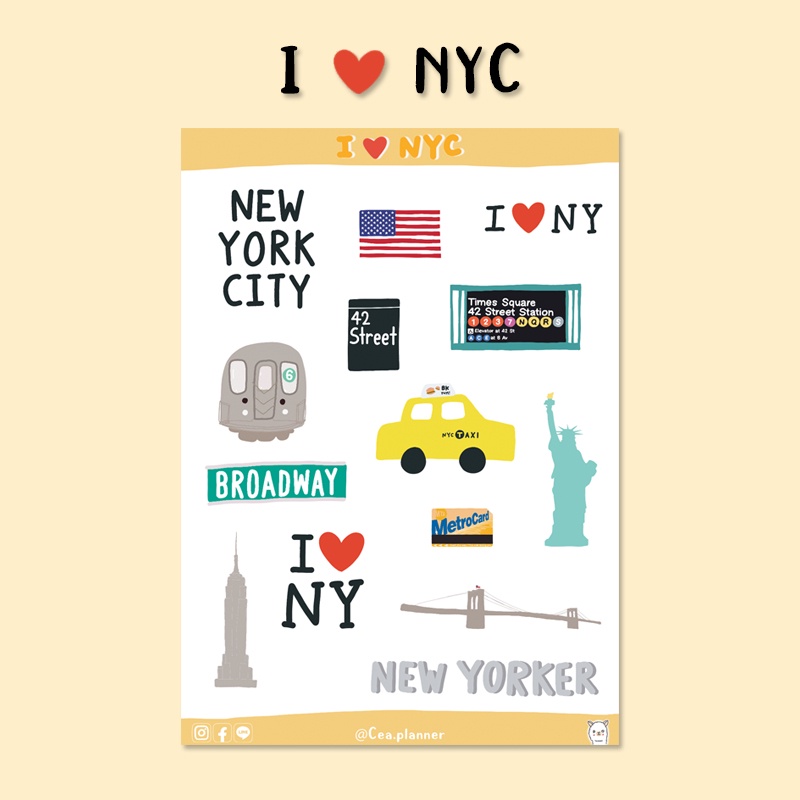 Cea | sticker | I love NYC สติกเกอร์ กันน้ำ A6 นิวยอร์ก นิวยอร์กซิตี้ New York