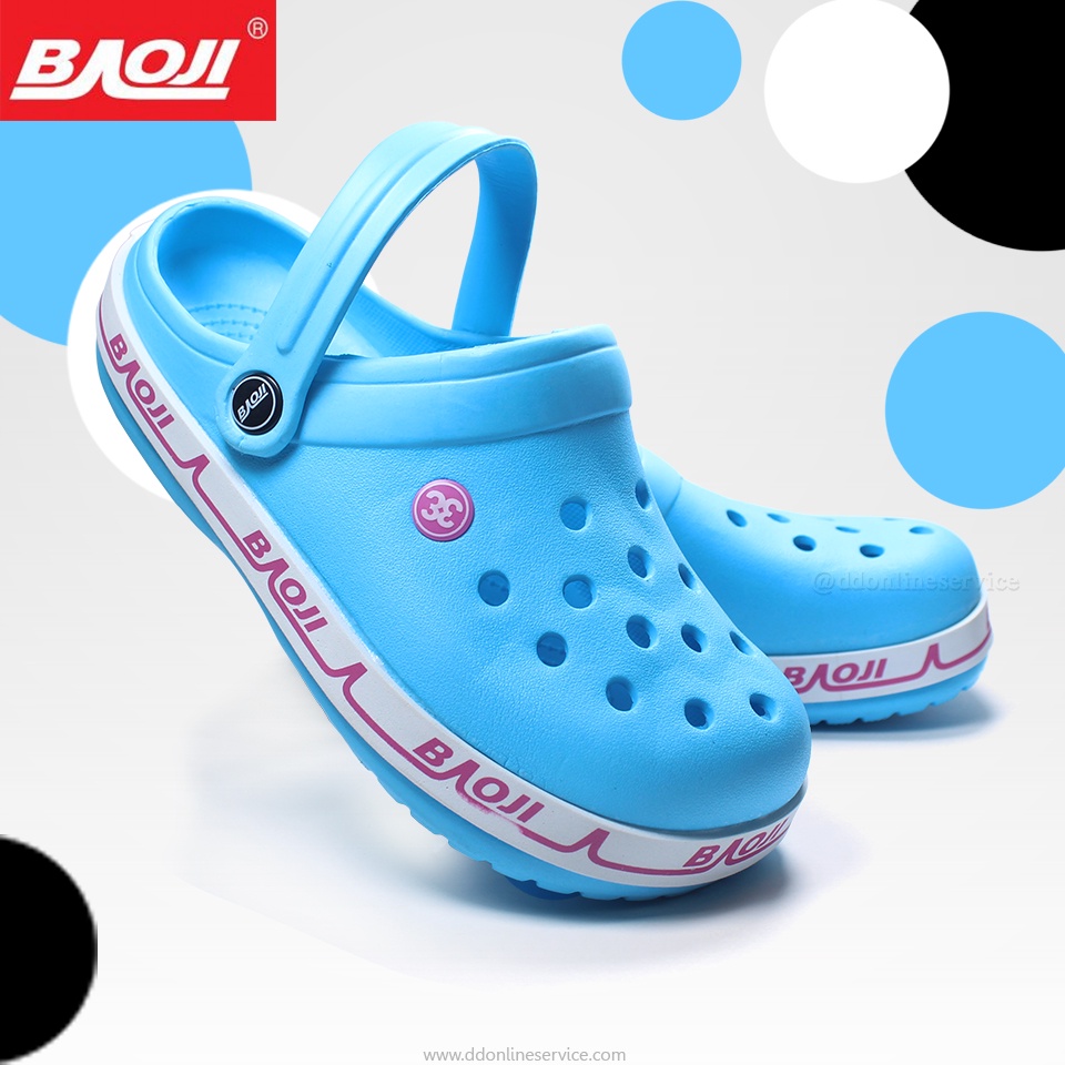รองเท้าแตะแบบสวม BAOJI รุ่น B037-106  รองเท้าแตะปิดหัวทรงหัวโต รองเท้ากันน้ำ พื้นยางกันลื้นได้ดี น้ำหนักเบา ใส่สบาย