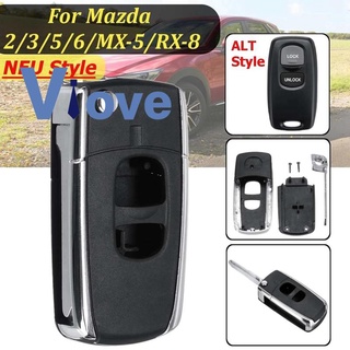 เคสรีโมตกุญแจรถยนต์ 2 ปุ่ม แบบเปลี่ยน สําหรับ Mazda 2 3 5 6 MX-5 RX-8