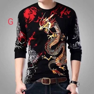 ##พร้อมส่ง#เสื้อผ้าแฟชั่นผู้ชาย เสื้อแขนยาวคอกลม(TSH-035)