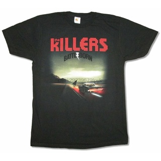 เสื้อยืดพิมพ์ลายแฟชั่น เสื้อยืด พิมพ์ลายอัลบั้ม The Killers Tour CA-NJ Leg สีดํา 2013