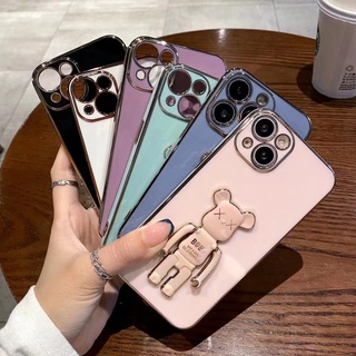 แบรนด์อินเทรนด์ ดอกไม้เก่า ชุบ bearbrick สามมิติ ตุ๊กตา หมีรุนแรง วงเล็บ เคส Samsung Galaxy S20 Ultra S10 Plus Lite Note20 Ultra Note10 Plus Note10 Lite Case ใหม่ ซิลิโคนเหลว ป้องกันการหล่น นุ่ม เคส