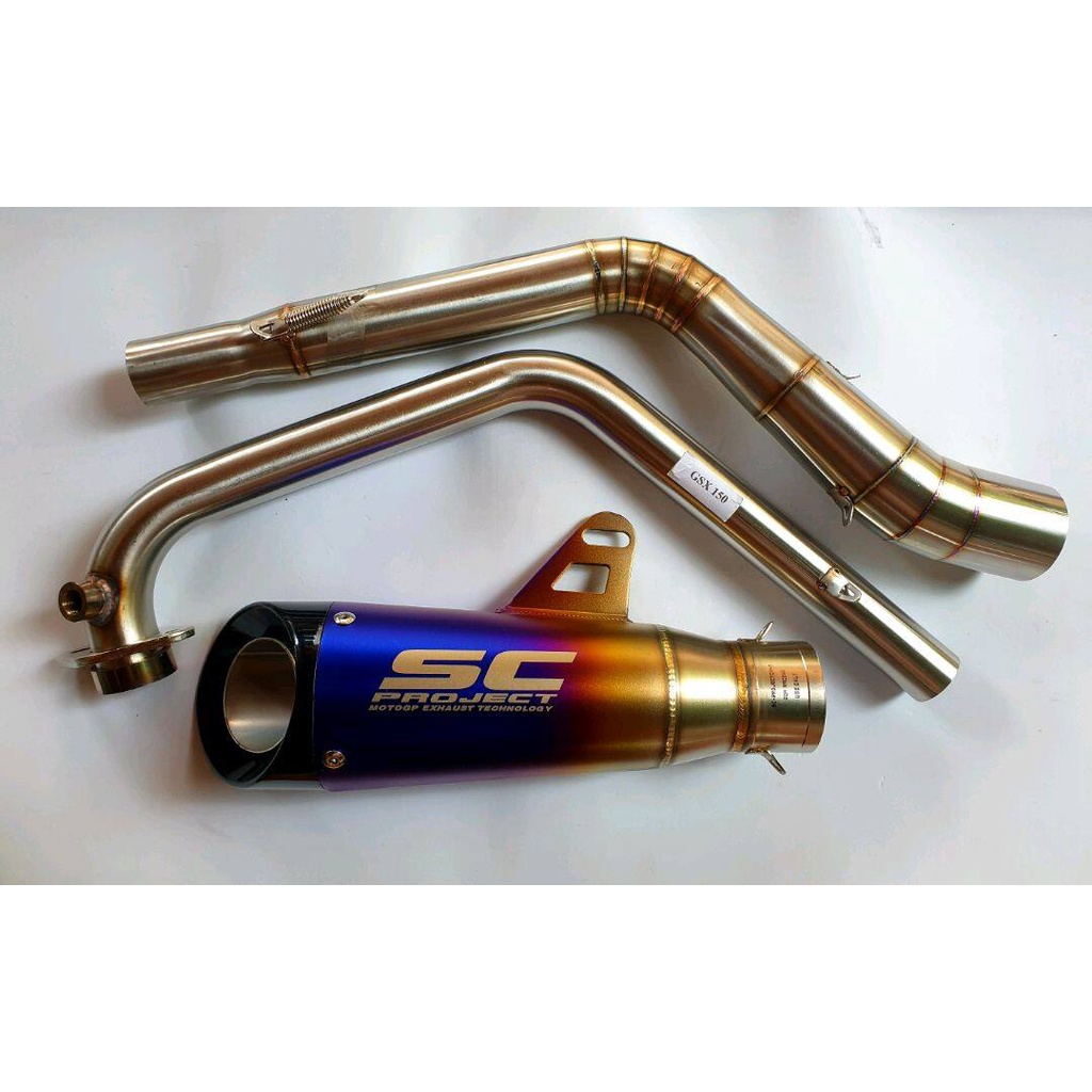 คอท่อ GSX 150 GR/GN + ปลายท่อ SC Moto GP สีไทเท ขนาด 2 นิ้ว