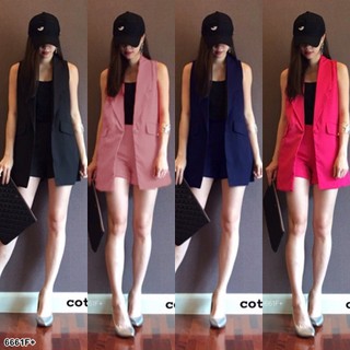 PP6661 Set เสื้อสูทแขนกุด+กางเกงขาสั้น