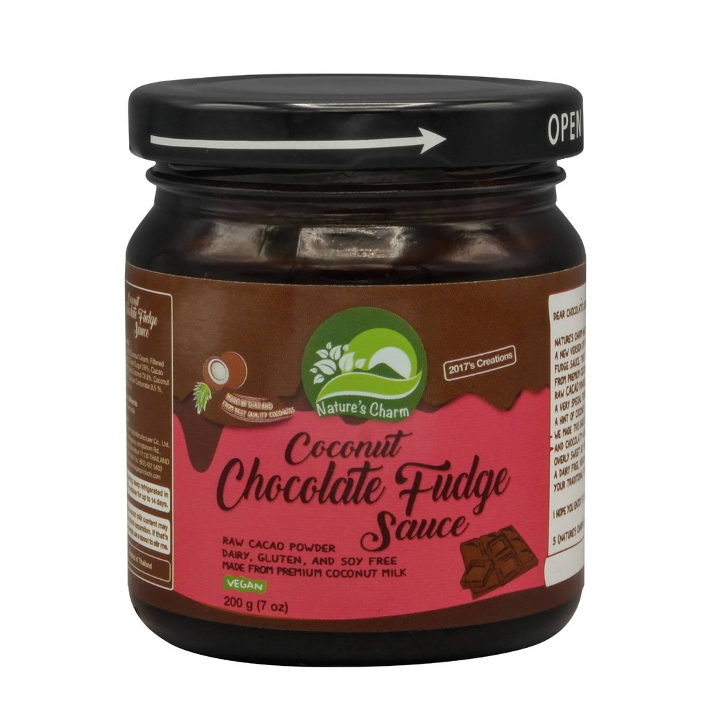 Nature's Charm - Coconut Chocolate Fudge Sauce (200g) Vegan - ซอสช็อกโกแลตฟัดจ์มะพร้าว (สูตรเจ วีแกน มังสวิรัติ)