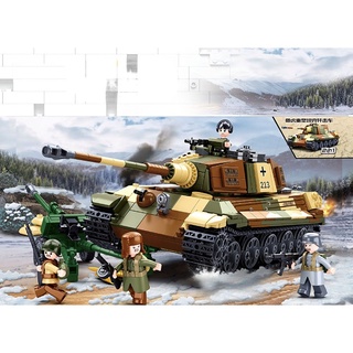 Moc WW2 2in1 ใหม่ โมเดลฟิกเกอร์ รถถังแพนเซอร์กัมพ์วาเก้น VI Ausf.B King Tiger 930 ชิ้น