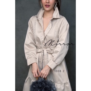 MaZeN. SHiRT DReSS•• เดรสเชิ้ตตัวยาว สวยอลังการช่วงบนเป็นเชิ้ตทรงสวย แต่งกุ๊นแถบลูกไม้ด้านหน้าและขอบเอว